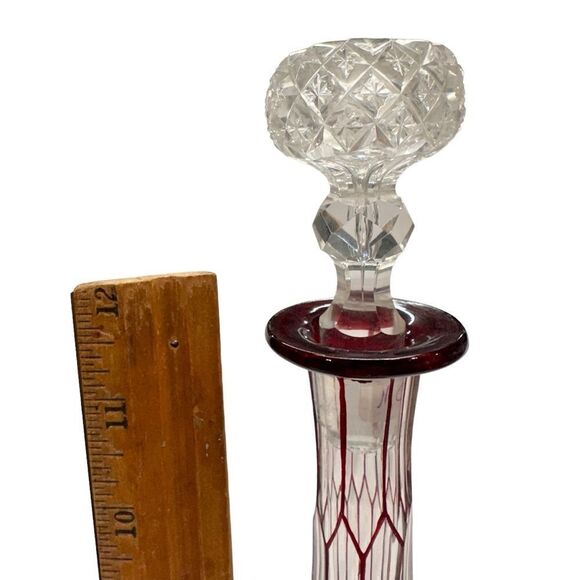 ANTIQUE Egermann Czech Bohemian Crystal Decanter INTAGLIO Cut To Clear Noveau - Picture 6 of 10